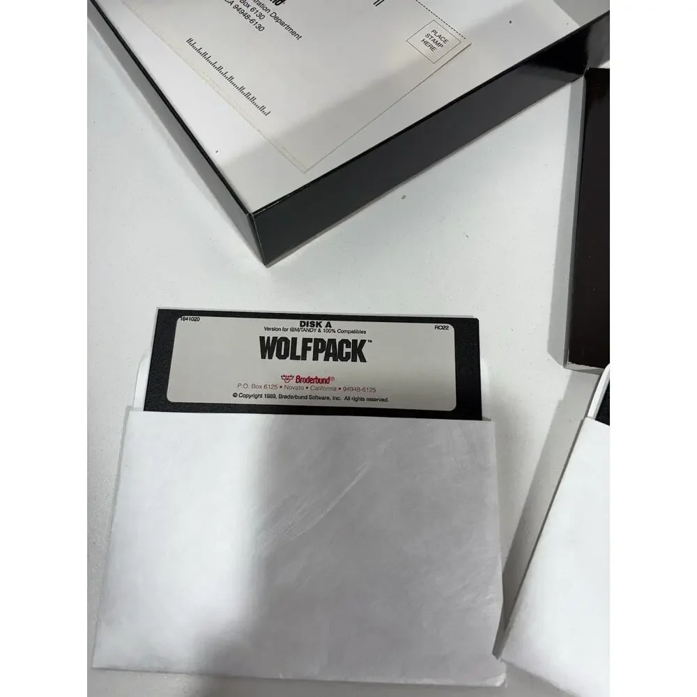 1990 Wolf Pack Broderbund Nova Logic For IBM Tandy Naval Strategy Game Vintage‎